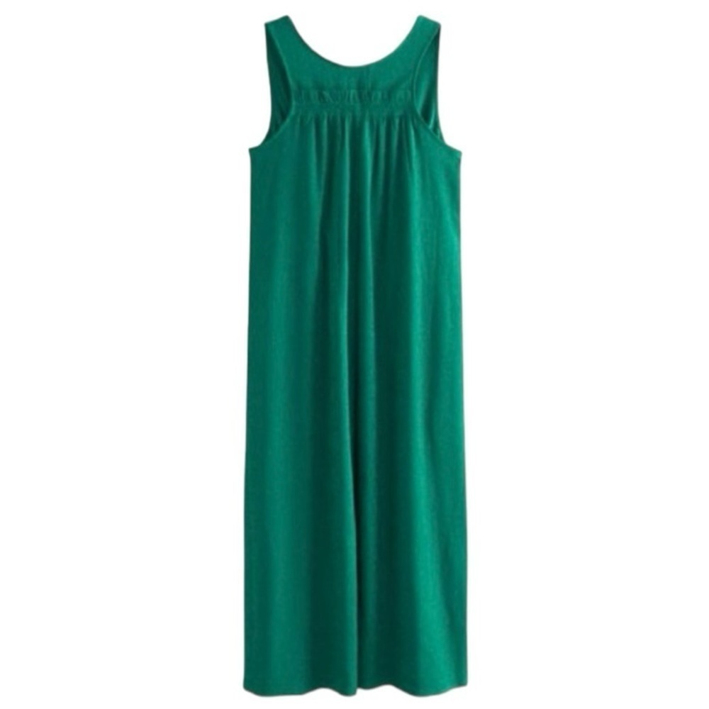 Athleta Emerald Green Echo Midi Dress Size Small Ruched Waist Maxi Tank - Picture 2 of 6